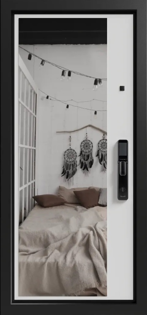 Либерти 3К90 ЮР-39 RAL 9011 - ЮР-42 декоративная зеркальная вставка RAL 9003 - Апис плюс